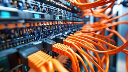 Fototapeta premium Fiber-optic networks offer the highest speeds and are expanding in both urban and rural areas