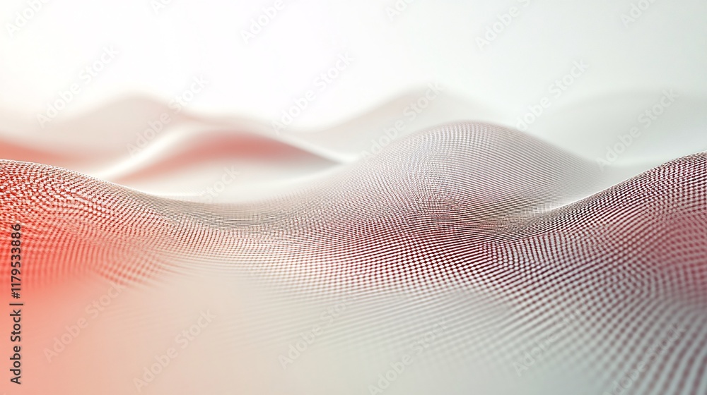 Poster abstract red and white particles wave is flowing smoothly