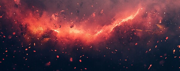 Fototapeta premium Fiery volcanic explosion erupting with molten lava and smoke