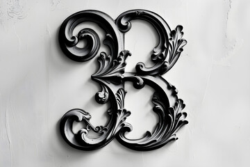Elegant Initial 'B' in Monochrome with Vintage Floral Motifs - Classic Calligraphy for Sophisticated Designs