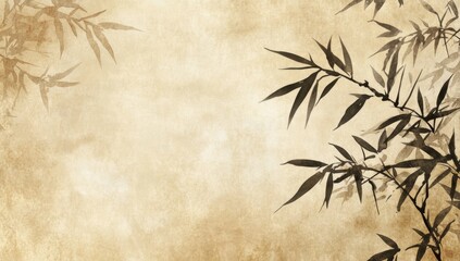 Ink Wash Style Bamboo Forest with Brown and Beige Silhouettes. Chinese-Style Wall Art Design
