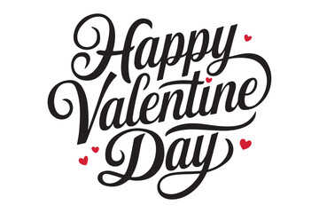 Lettering Happy Valentines Day typography text red heart Vector illustration