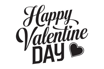 Lettering Happy Valentines Day typography text red heart Vector illustration