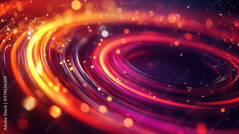 Poster abstract swirling vortex of light and color: a dynamic digital art composition