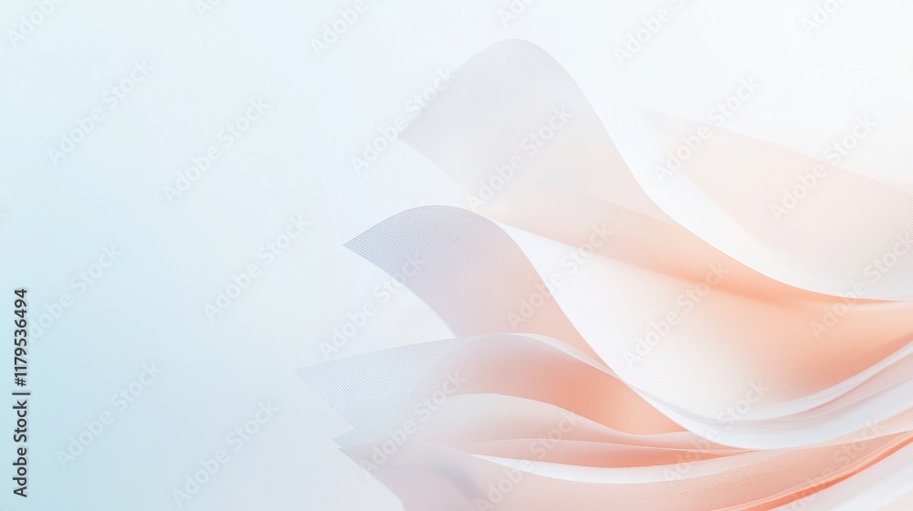 Poster soft waves of lightly colored paper create tranquil atmosphere in abstract background design