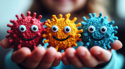 Viruses on a child's hands.