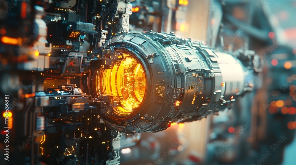 Aufkleber Futuristic power core generating energy in complex industrial environment