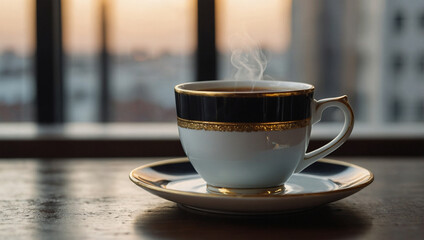 Obraz premium Hot Coffee in an Elegant Cup
