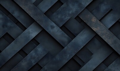 Abstract dark blue crisscross pattern, grunge texture, metal stripes.