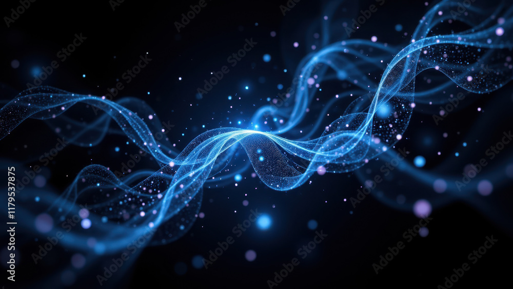 Aufkleber abstract fluid motion with blue hues and speckles creating a dynamic background.