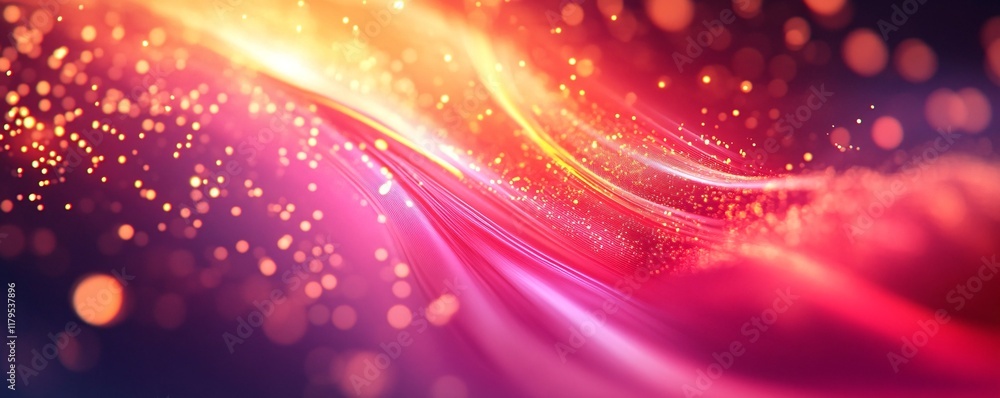 Poster Abstract light trails flowing with sparkling particles