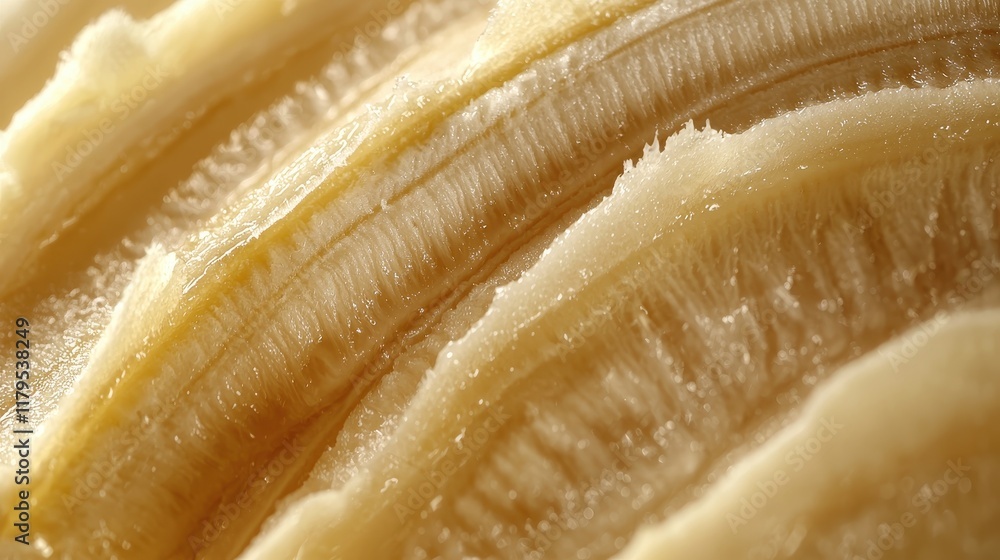 Poster close-up view of freshly cut banana texture highlighting natural patterns and creamy color tones in 
