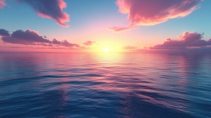 Fototapeta premium Serene sunset over calm ocean.