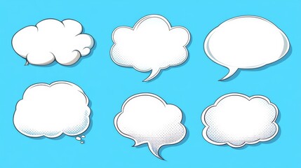 Comic blank text speech bubbles in pop art style vector illustration