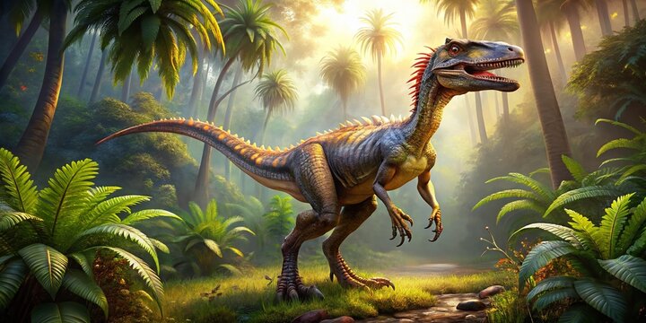 Eoraptor Dinosaur - Early Jurassic Period Prehistoric Reptile Stock Photo