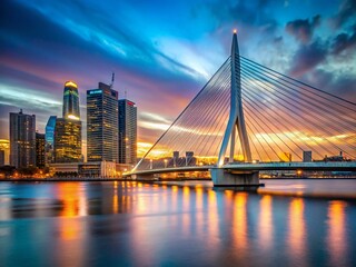 Erasmus Bridge Rotterdam: Iconic Dutch Architecture at Dusk