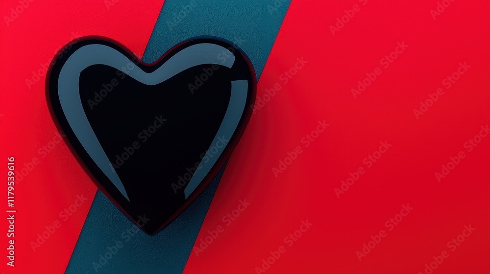 Poster abstract heart design in metallic gold and crimson hue with unique textures and patterns