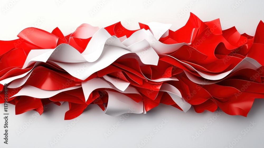 Aufkleber modern abstract geometric design with red and white color patterns and artistic flair