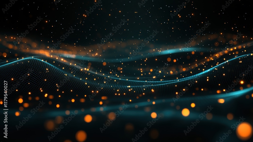 Poster mysterious atmosphere with ethereal glowing lights on dark background creating an enigmatic and drea