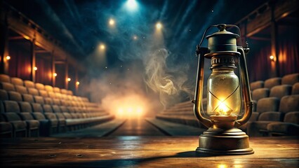 Ethereal Ghost Light Lamp Illuminating Empty Theatre Stage