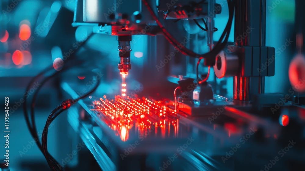 Poster advanced laser technology in high-tech manufacturing environment with illuminating precision and fut