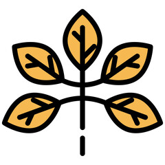 Naklejka premium Branch with leaves line icon. Botanical outline vector sign. Plant linear style pictogram. Foliage symbol, logo illustration. Editable stroke.