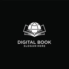 Book technology logo, Digital book logo design, online learning logo, digital book logo icon