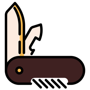 recommend clip art: Penknife line icon. Multitool outline vector sign. Folding knife with corkscrew and bottle opener linear style pictogram. Pocketknife tool symbol, logo illustration. Editable stroke.