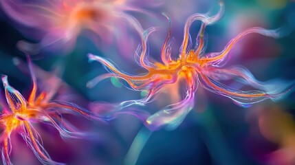 Obraz premium Ethereal Abstract Background with Colorful Swirling Fractal Flowers and Soft Lights