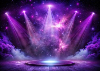 Ethereal Purple Spotlight Stage: Surreal Backdrop for Music, Theater, or Fantasy