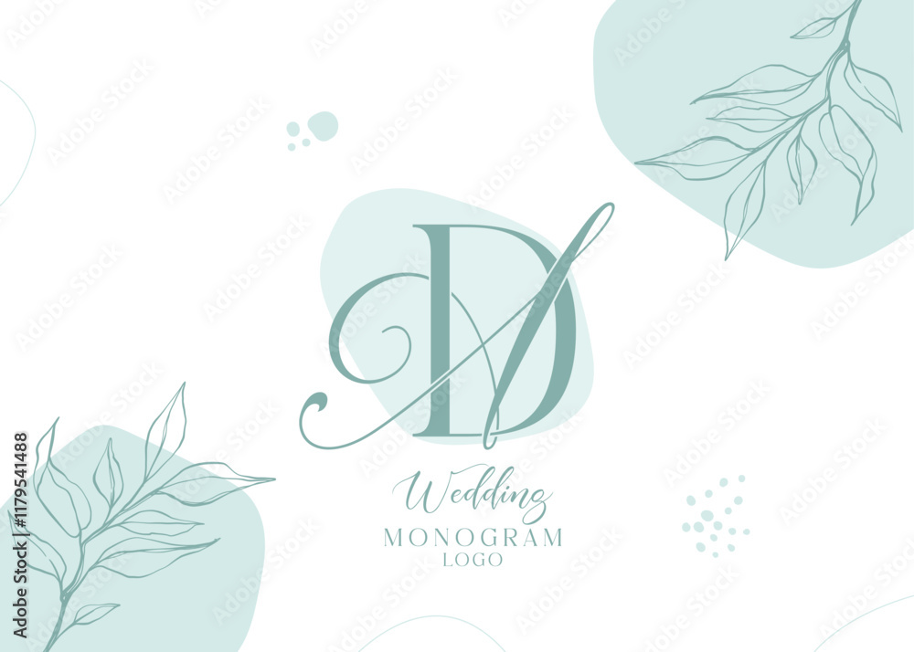 Wall mural Wedding initial modern AD and DA monogram logo