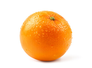 Fresh orange fruit with water droplets isolate on white background. Clipping path.