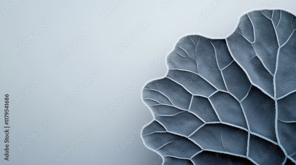 Poster intricate close-up of a leaf with detailed veins and textures on a soft background