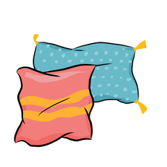 multicolor Pillows in flat cartoon style