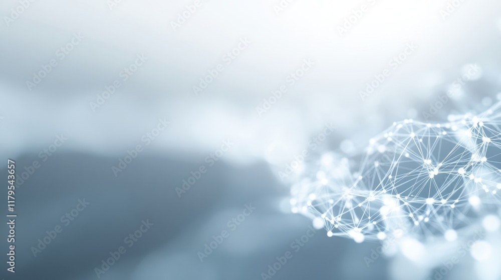 Poster elegant white and blue abstract background featuring intricate network of connected lines for modern