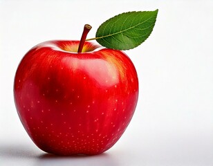 Red apple with a small leaf 