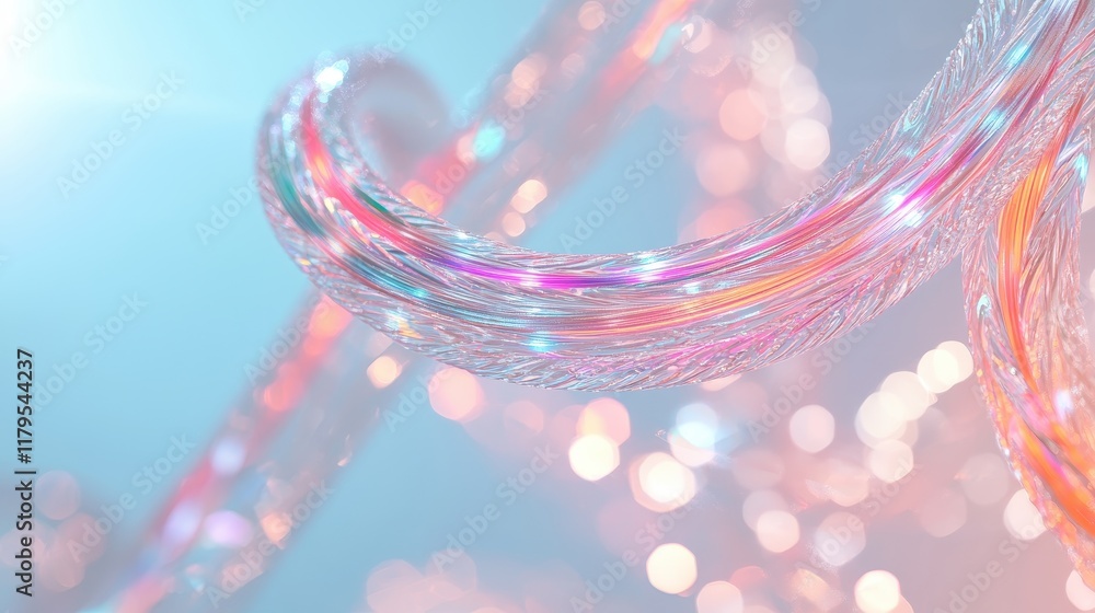 Poster abstract colorful swirling light trails with soft bokeh effect in blue and pink background