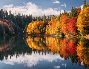 Obraz premium autumn landscape with lake