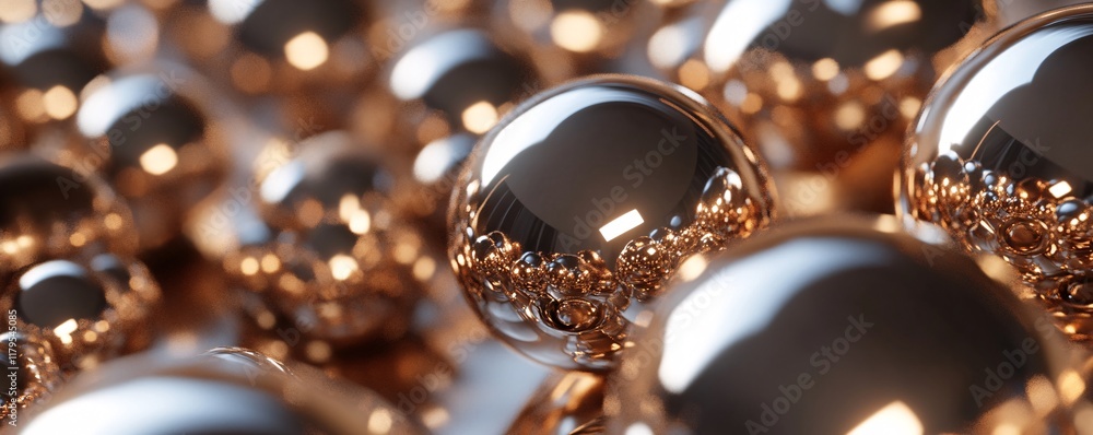 Poster shiny spheres reflecting each other in a modern abstract composition