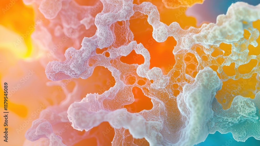 Poster abstract macro image of colorful organic patterns with soft textures and fluid shapes in bright and 