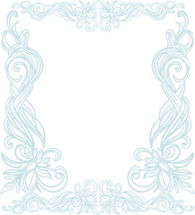 Happy New Year, Merry Christmas - light ornate frames imitating frost patterns on the windows. Monochrome (png) digital illustration in a flat style on a transparent background.
