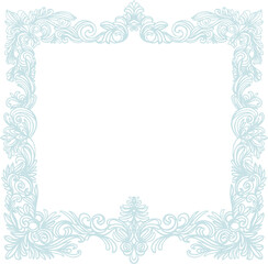 Happy New Year, Merry Christmas - light ornate frames imitating frost patterns on the windows. Monochrome (png) digital illustration in a flat style on a transparent background.