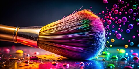 Fototapeta premium Fashion Photography: Paint Drip Brush Detail Shot - Artistic Makeup Accessory