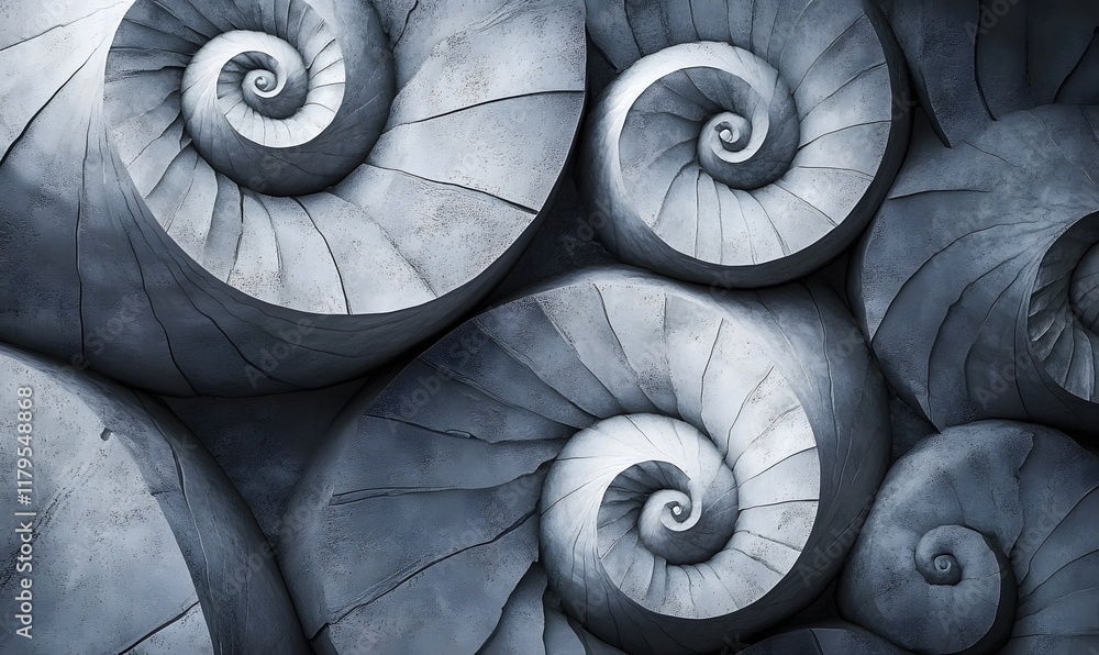 Poster abstract stone spiral shells pattern background.