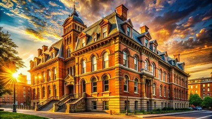 Naklejka premium Federal-style architecture, historical building, colonial-era home, American history, early republic building