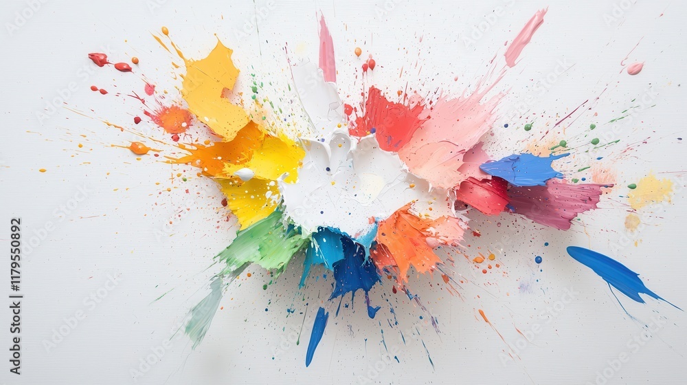 Poster vibrant color explosion on white background in artistic expression of creativity and imagination