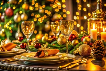 Festive Christmas & New Year's Eve Table Setting: Elegant Holiday Celebration