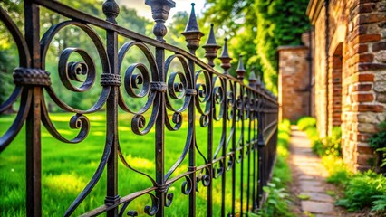 Elegant Black Iron Gate Long Exposure - Serene Garden Entrance Stock Photo