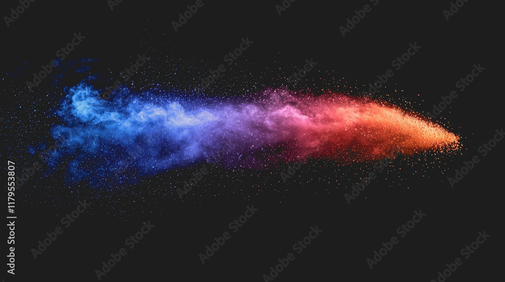 Poster vibrant explosion of colorful powder filling the air in a dynamic display of artistic expression and