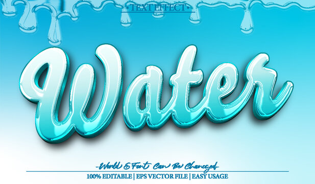 Water Vector Text Effect Editable Alphabet Blue Ocean Sea